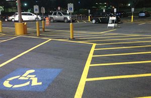 A parking lot striped by Kent Asphalt Paving in Kent